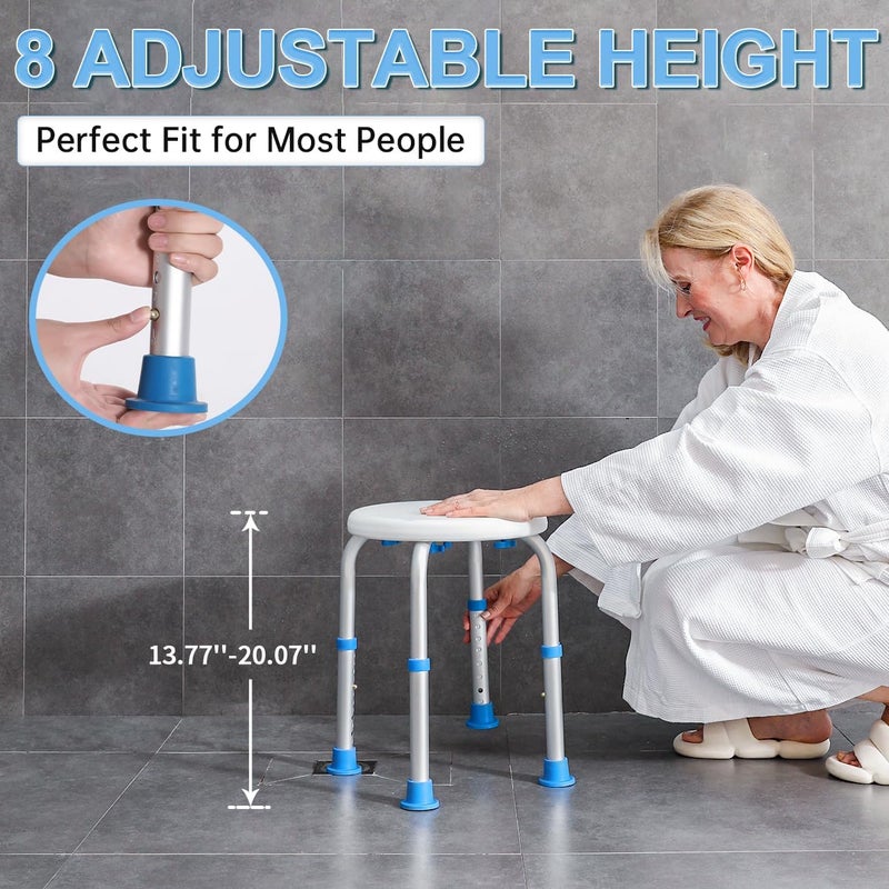 Souheilo Adjustable Shower Chair for Inside Shower, HSA/FSA Eligible Round Shower Stool for Inside Bathtub, Tool-Free Shower Seat for Elderly/Senior/Disabled/Pregnant - Image 4